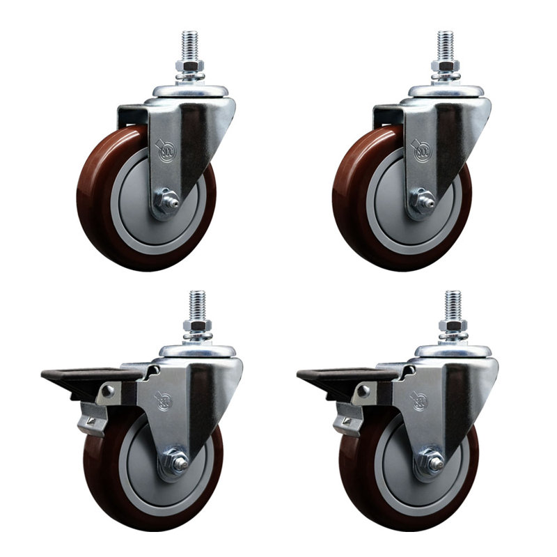 Roulettes pivotantes en polyuréthane à tige filetée 10 mm SCC