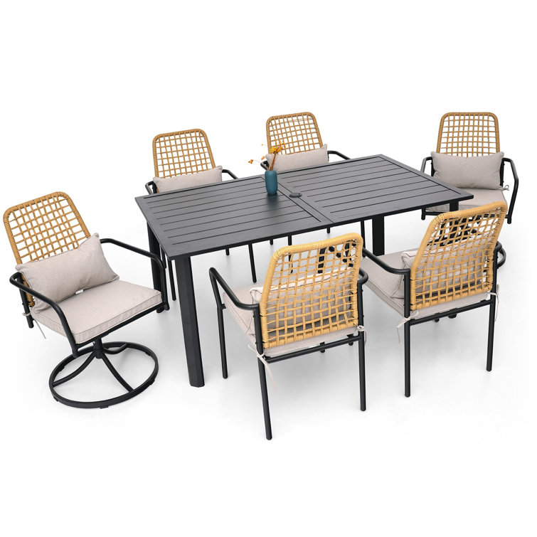 6 - Person Rectangular Outdoor Dining Set with Cushions