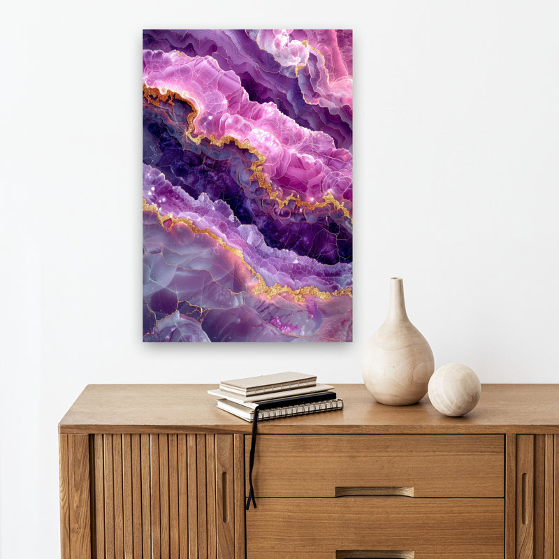 Agate mauve, couches, abstrait, paysage de violette organique coloré, art mural, 18" H x 12" W