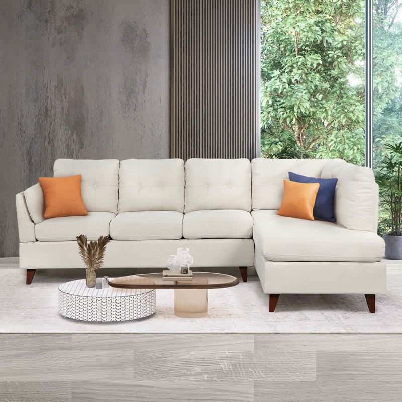 Canapé modulaire Adilbek, 100 % lin beige