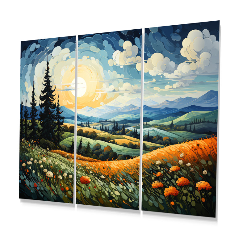 Clair de lune se balançant, cyprès pointillisme I - ensemble d'art mural Van Gogh, H 32 po x l 48 po, Ne s’applique pas