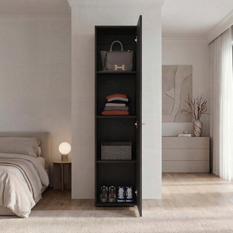 Armoire de rangement mince à 4 tablettes Wenge, Wenge
