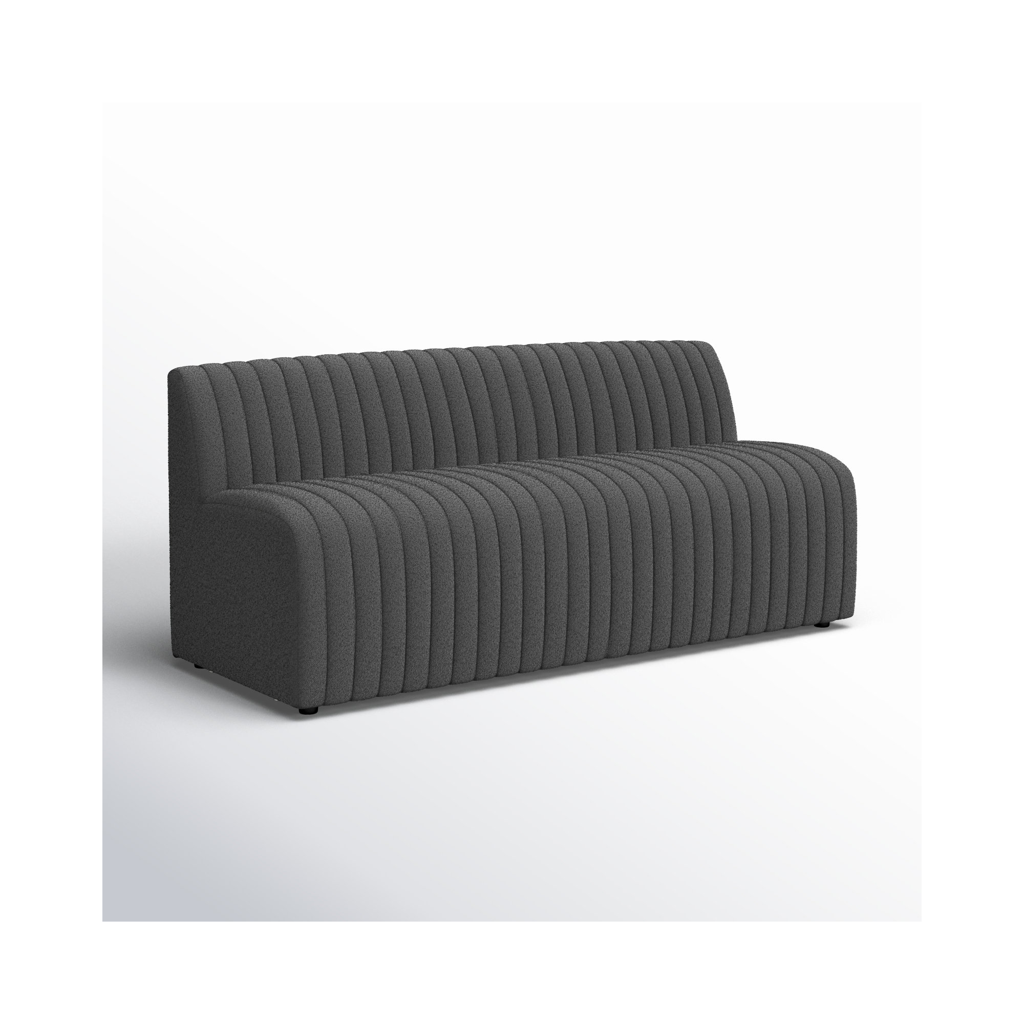 Brandt Bench, Fiqa Charcoal Boucle, 31.5" H x 72" W x 28" D