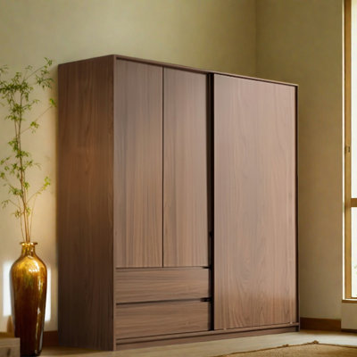 Simple And Classic Walnut Coloured Wardrobe