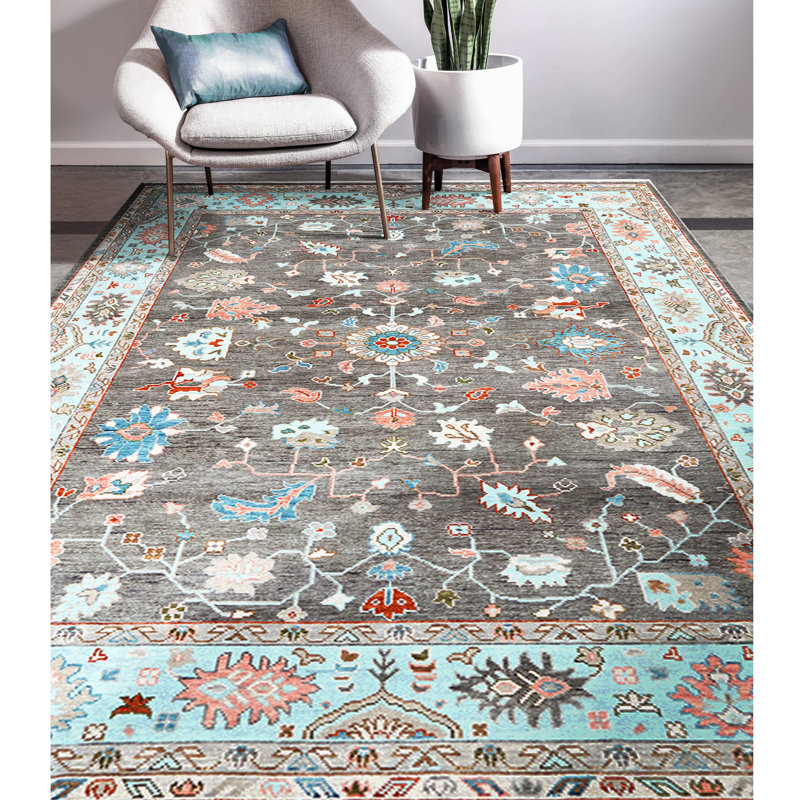 Oriental Area Rug in Gray, Rectangle 9' x 12'