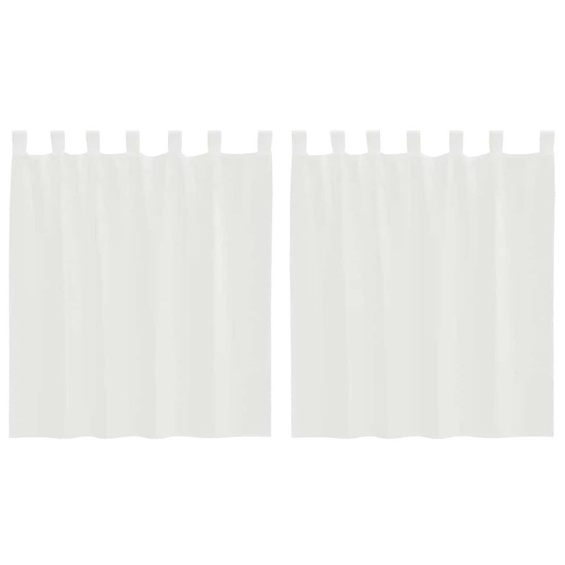 Voile Curtains With Rod Pockets 2 Pcs, 140cm Width x 140cm Drop, White