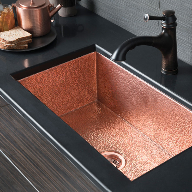 Cocina Undermount Kitchen Sink, Polished Copper, 10" H x 30" L x 18.5" W