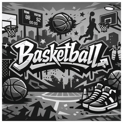 Rideaux de douche Basketball Graffiti Art Extra Long