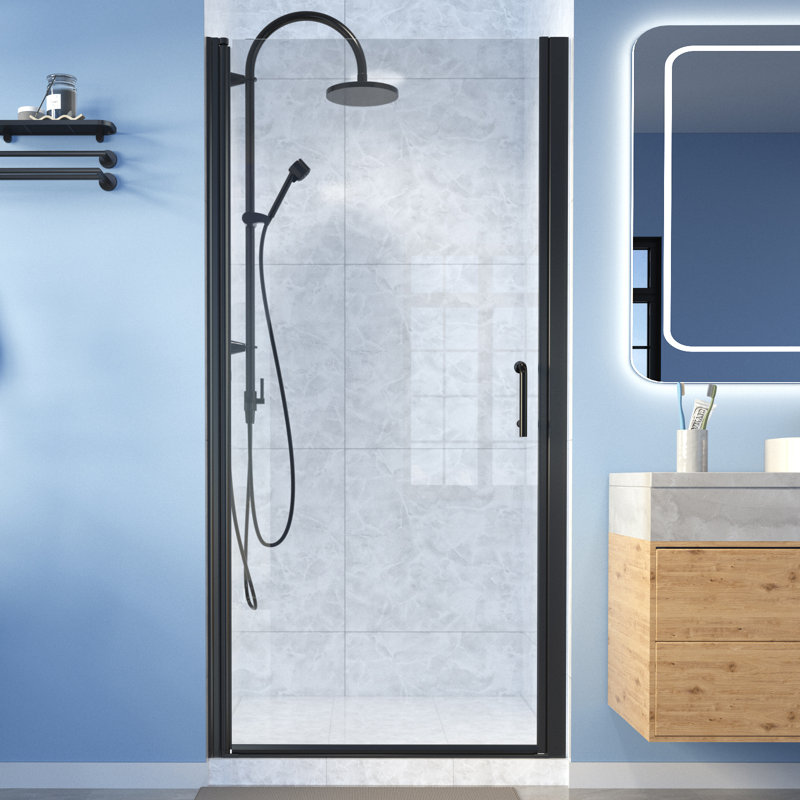 Porte de douche pivotante l 36 po x H 72 po, Clair