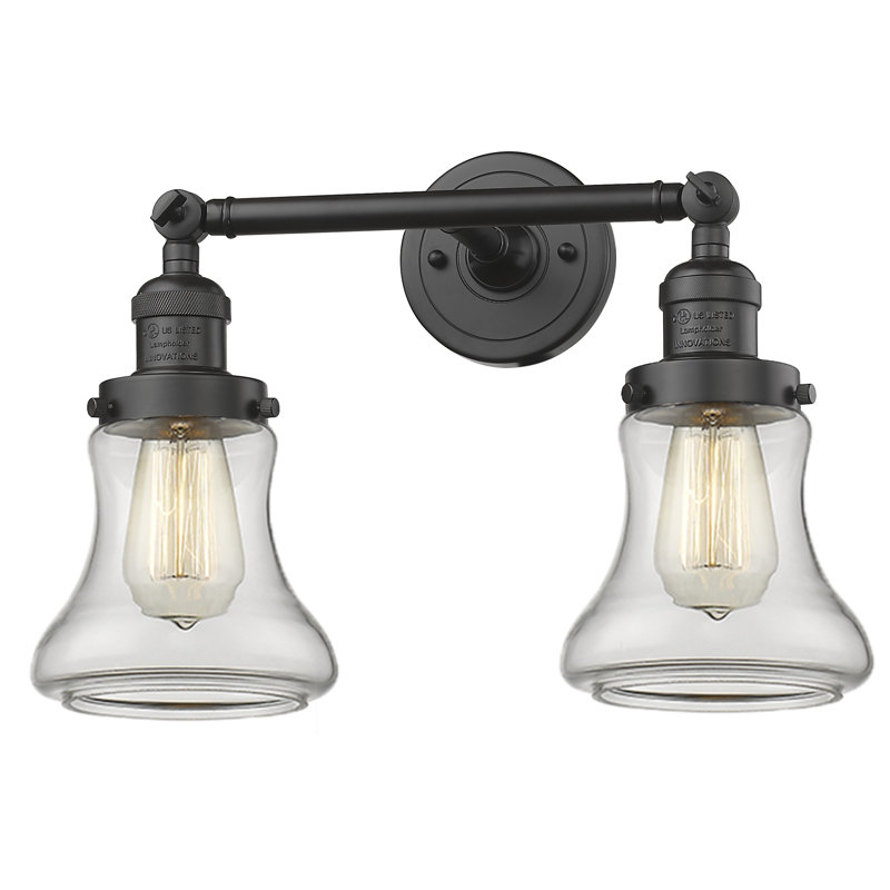 Éclairage pour salle de bain 2 lumières Edda, Bronze huilé, Transparent