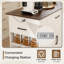 Îlot de cuisine sur roulettes de 46 po avec rangement et prise de courant - Table de bar rustique mobile, plateau en bois avec tablette et tiroir réglables