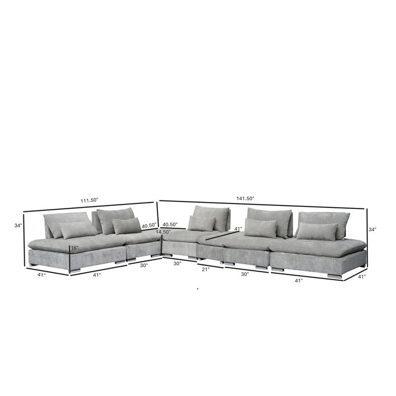 Canapé modulaire réversible avec repose-pieds Baseler, Brun