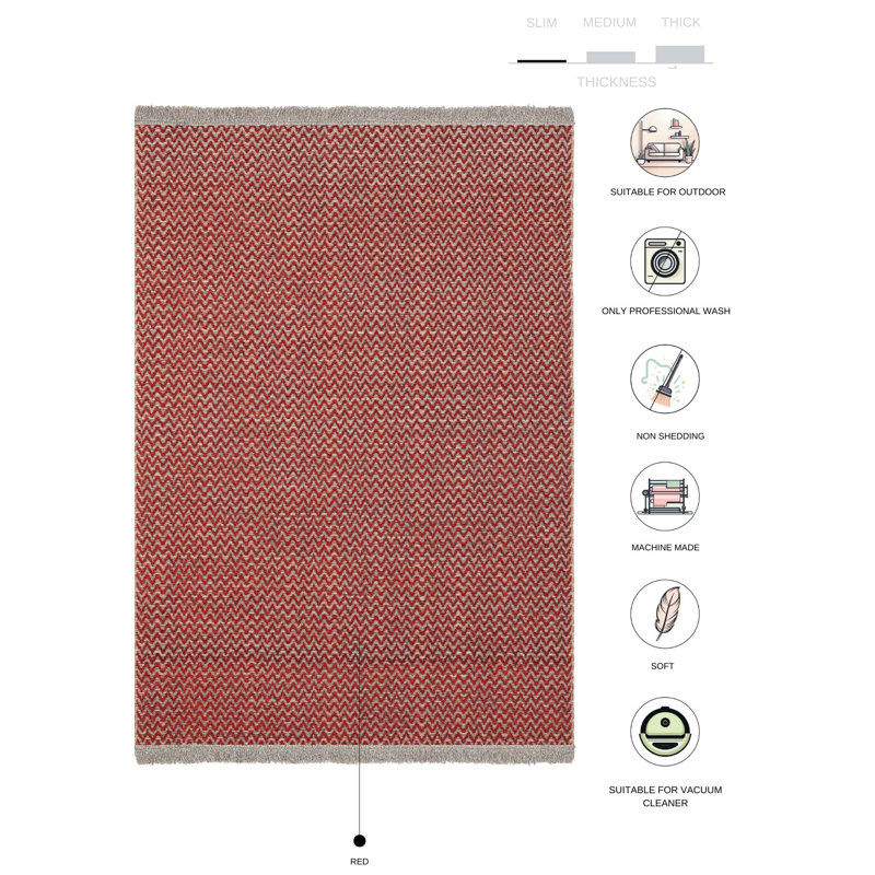 Tapis rouge en jute / sisal Marqies, Rectangle 4 pi x 5 pi 11 po