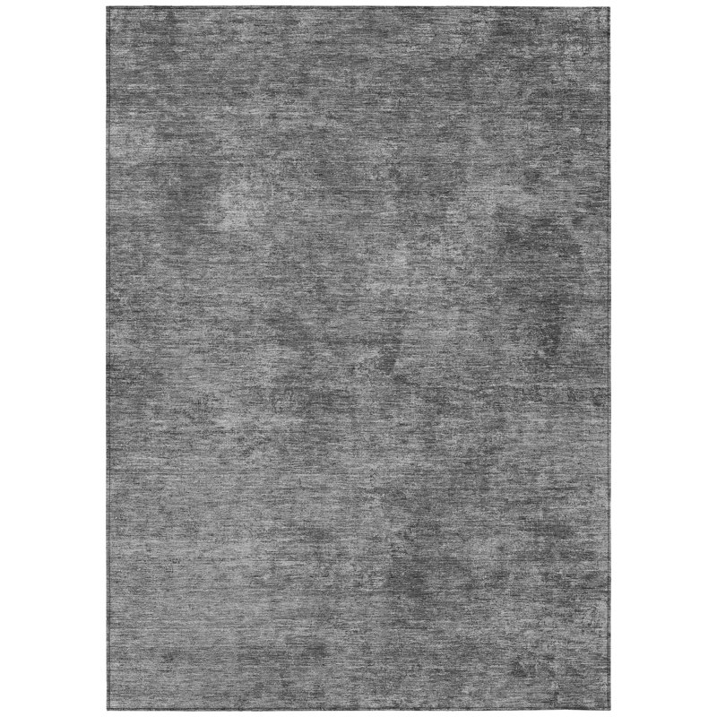 Tapis d'extérieur lavable abstrait gris et noir fumé 10 pi x 14 pi