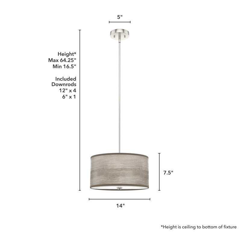 Solhaven 2 - Light Shaded Drum Pendant, Light Gray Oak