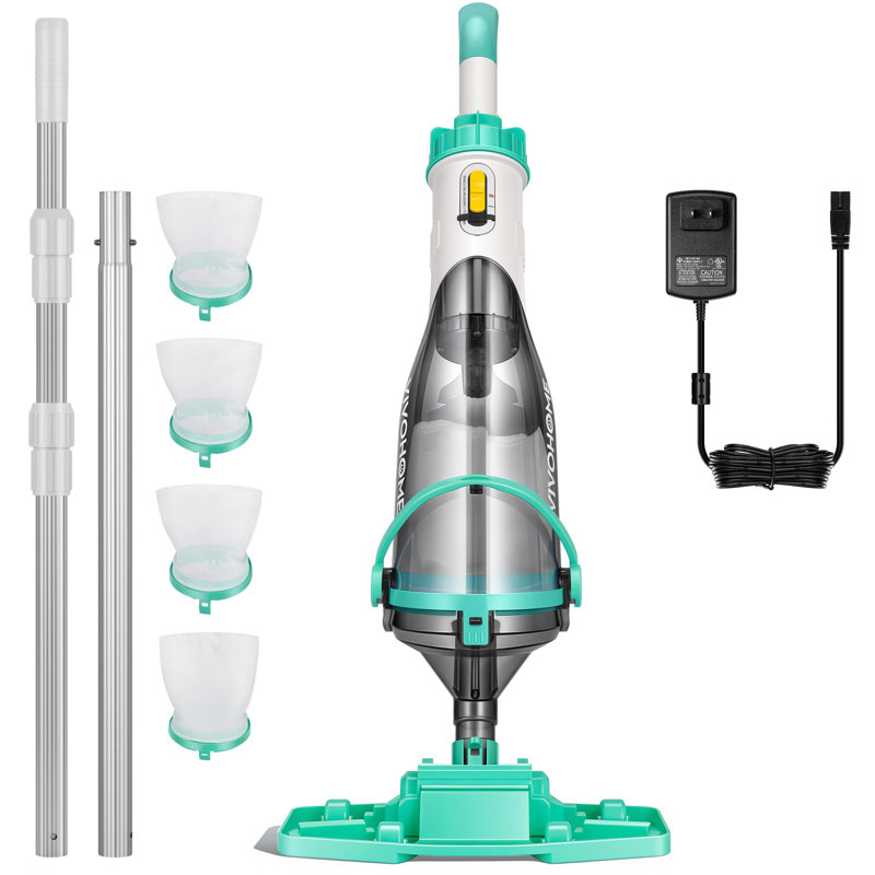 Cordless Hot Tub Vacuum with Telescopic & Extension Poles, Green