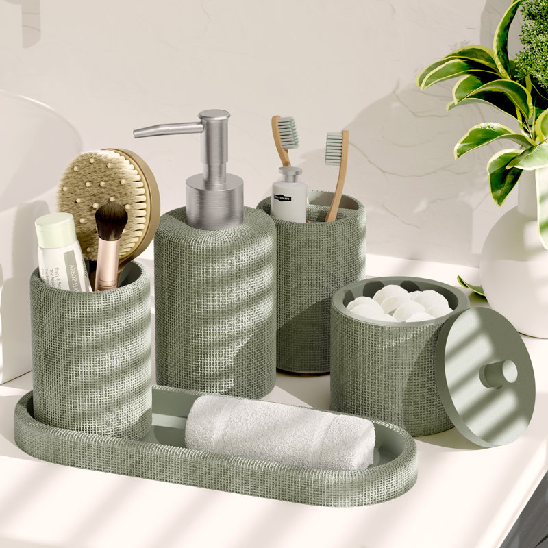 Ensemble d'accessoires de salle de bain 21 pièces avec rideau de douche, doublure, crochets et tapis en chenille Clara Clark