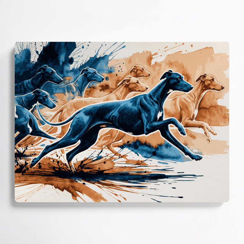 «Dogs Whippet», art mural en métal beige, H 20 po x l 30 po