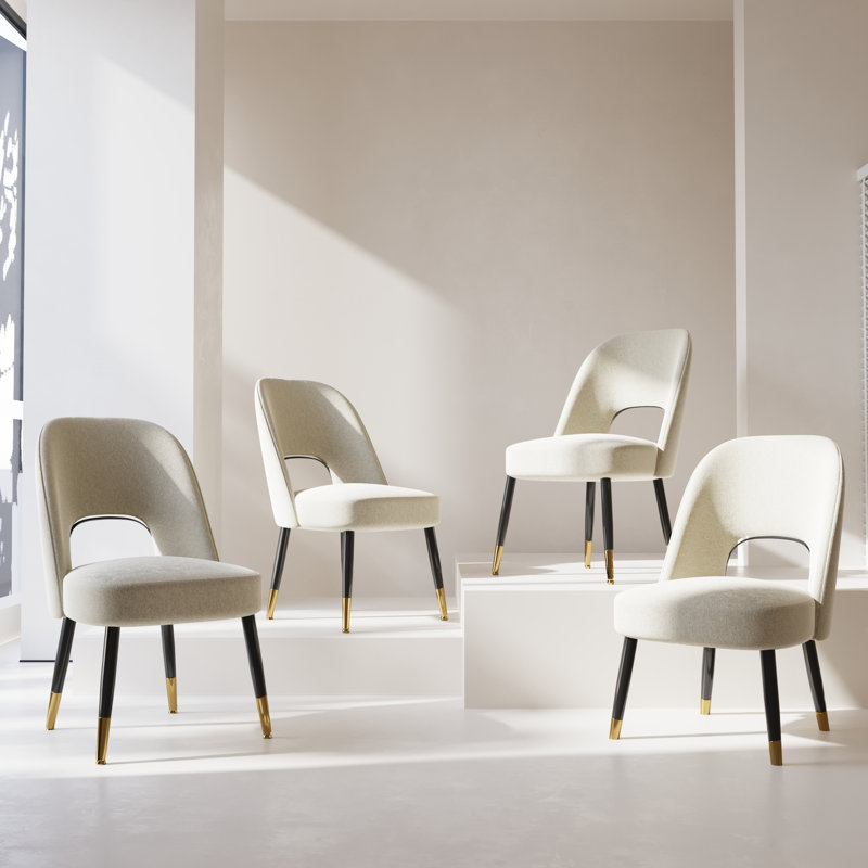 Achraf 19.7'' H Upholstered Side Chair, Ivory, Ivory