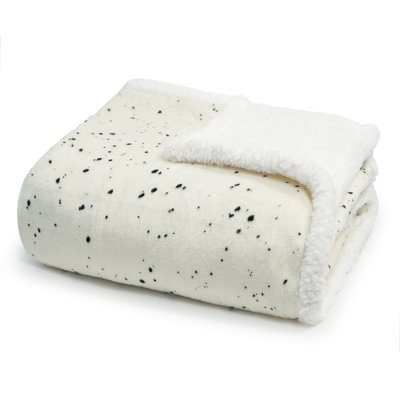 Americanflat 60X80 Oversized Speckle Fleece Throw Blanket - Reversible Sherpa Backing - Ultra Soft Plush Comfort - Cozy Warmth For Couch Or Bed - White