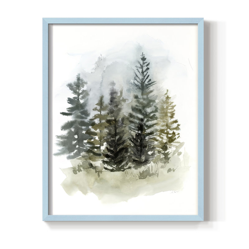 Impression encadrée Washy Treeline II - bois massif, Bleu, H 11 po x l 9 po