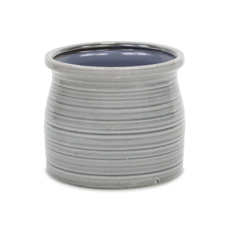 Pot à fleurs en céramique Mott, H 5,5 po x l 6,25 po x P 6,25 po, Gris