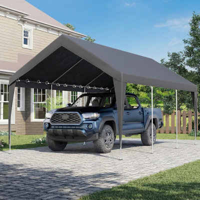 12x20 FT Heavy Duty Carport Canopy, Portable Garage Car Shelter with Galvanized Steel Frame, Waterproof All-Weather Car Port Party Tent for Car, Truck, Boat, SUV, Grey