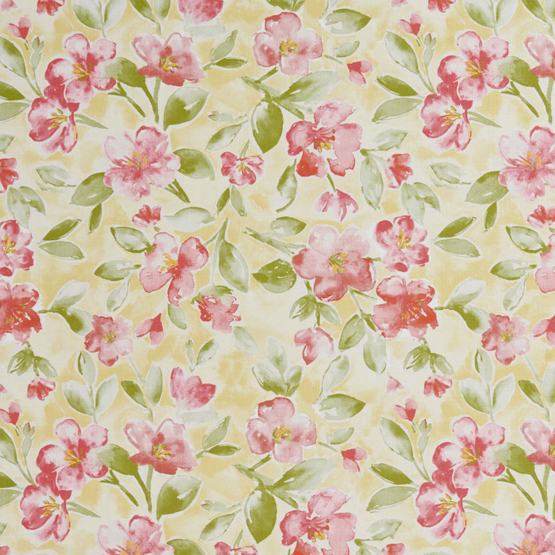 Tissu à imprimé floral, Vert / Rouge