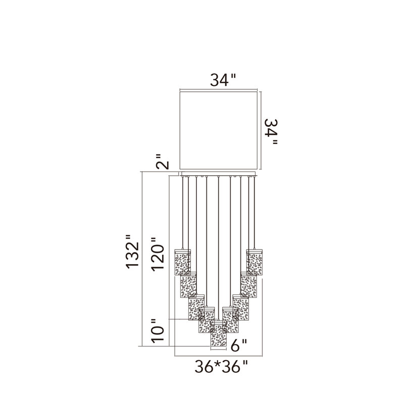 Braxten 33 - Light Dimmable LED Square Chandelier, Black