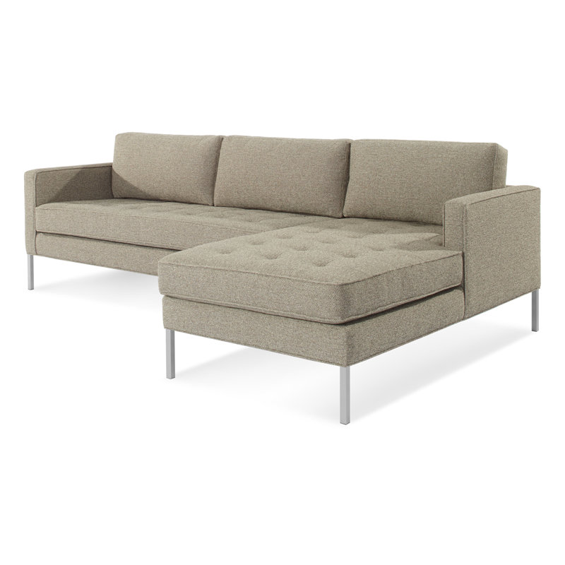 Paramount Chaise Sectional, Stainless Steel, Sanford Ceramic Crossweave, Right Hand Facing