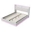 European Double & King Size Velvet Ottoman Bed With Surround LED Lights, Storage Frame With Charging Port, White-1558286872