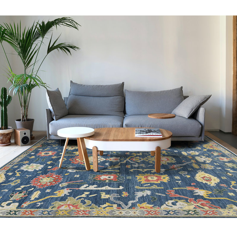 Bristol Blue and Brown Hand-Knotted Wool Area Rug