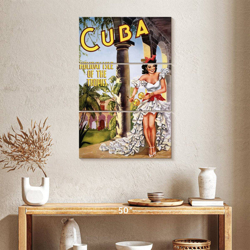 Affiche de voyage rétro Nicci Cuban, H 32 po x l 20 po