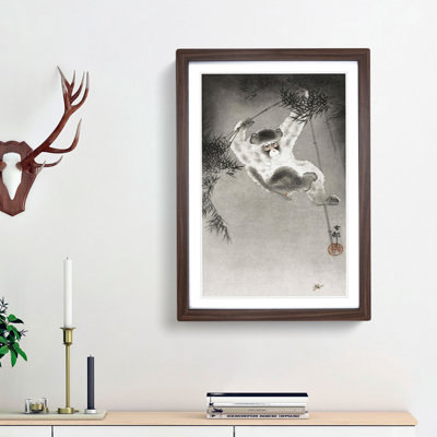 Monkey on a Bamboo Branch by Ohara Koson - Picture Frame Painting Print