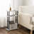 White Wood Narrow Accent End Table with Black Pipe Frame