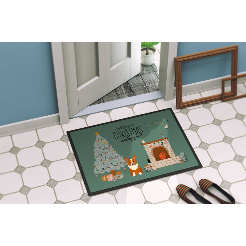 Tapis d'intérieur ou d'extérieur Jacquiline Blue Bedlington Terrier Christmas 24X36 CK7653JMAT_Dog, Corgi