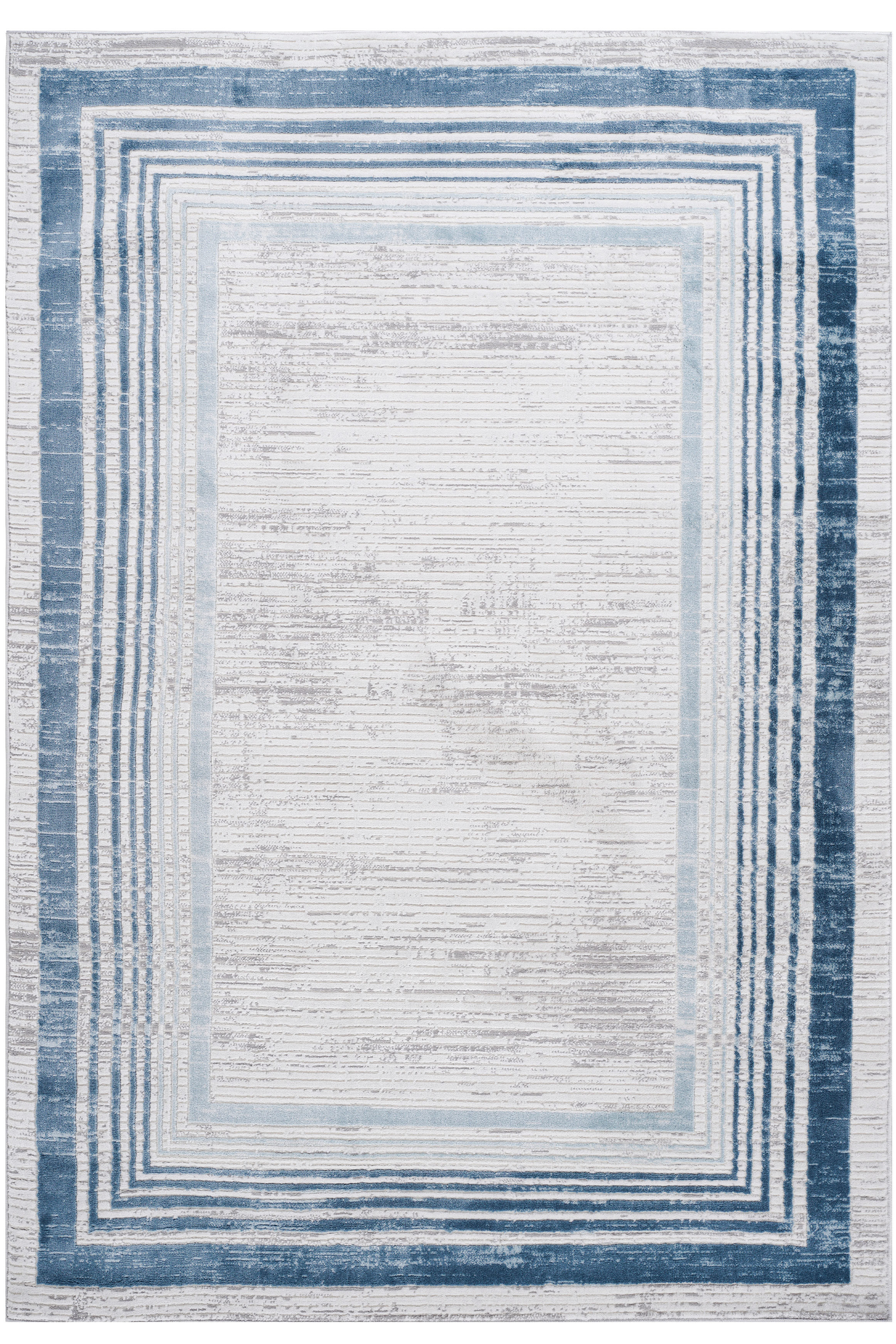 Blue Bordered Rug Dakota Fields LOOM & LUXE Collection 5X7 Blue/Ivory/Bordered Non ...