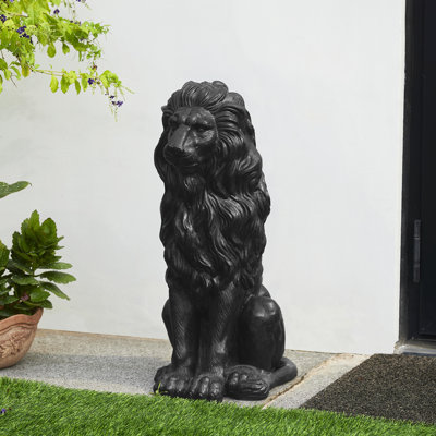 27.75"H Oversized MGO Guardian Sitting Lion Garden Statue