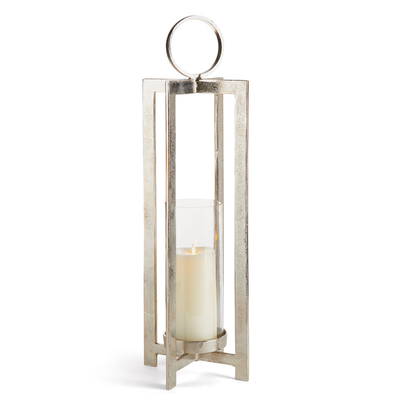 Asola Lantern Large, Silver, 30.5" H x 10" W x 10" D