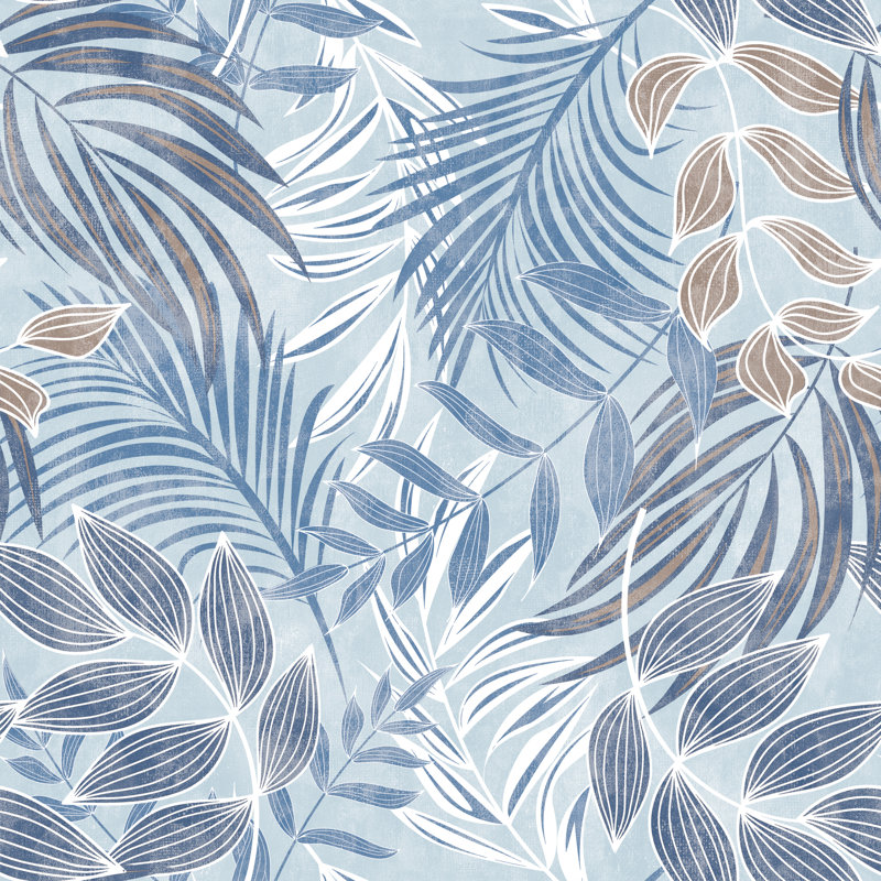 Papier peint floral à motif floral indigo, L 37,92 po x l 57 po