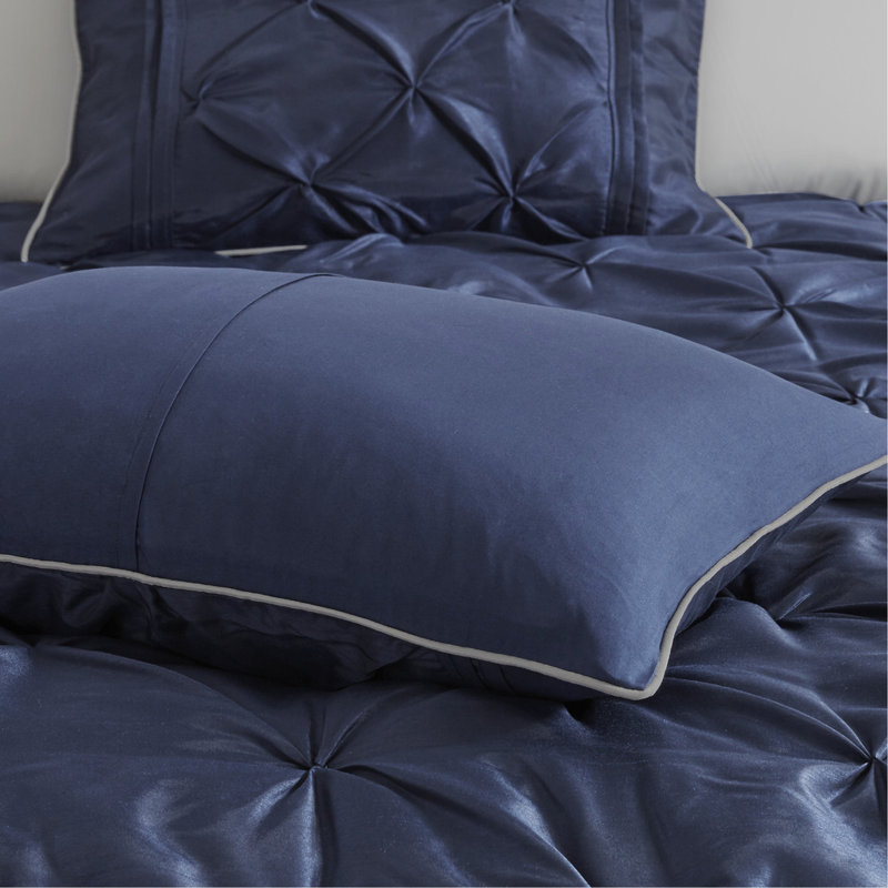7 Piece Tufted Comforter Set Navy King, King Comforter  + 6 Additional Pieces, Navy