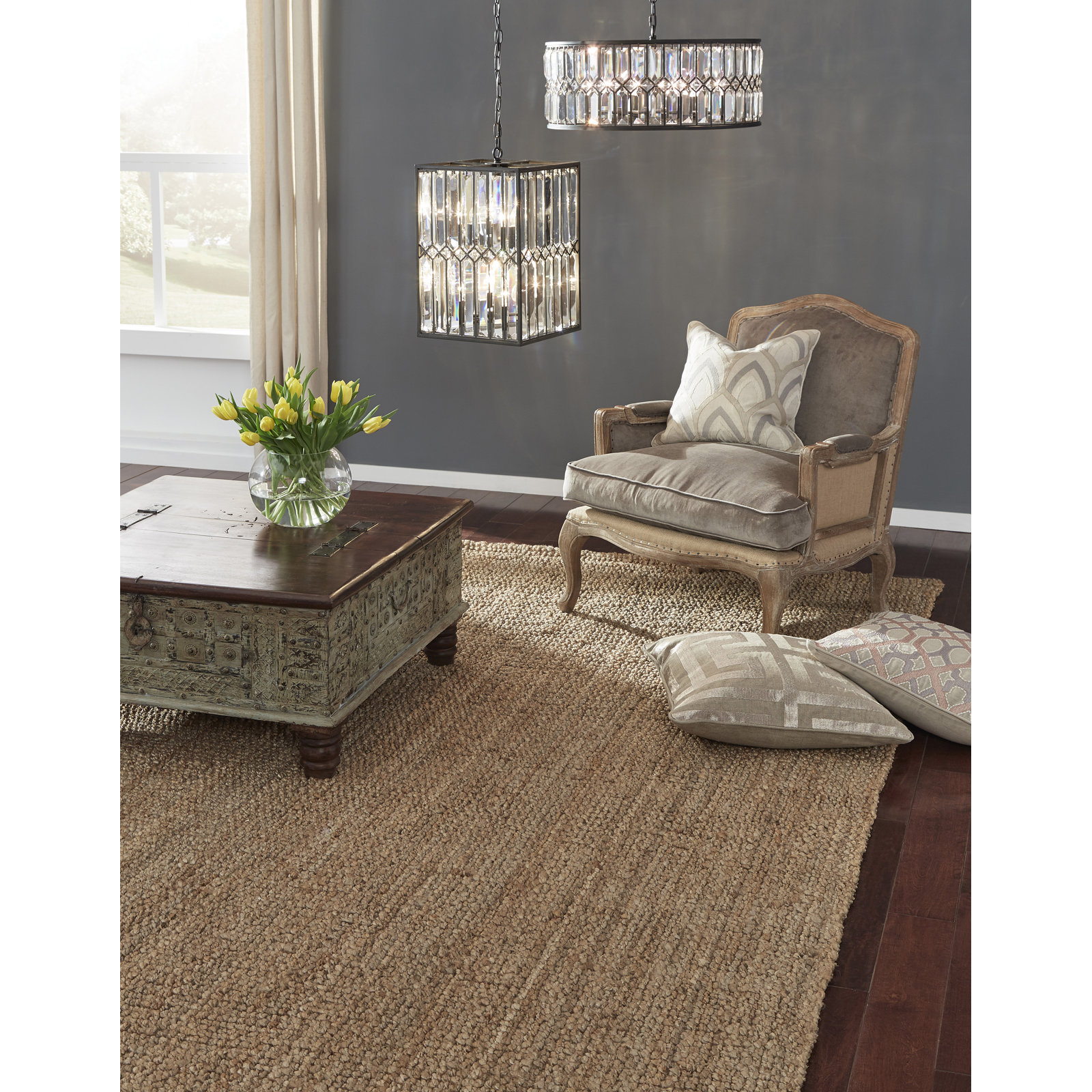 Dickie Natural Hand-Woven Jute Rug, Rectangle 9' x 12'