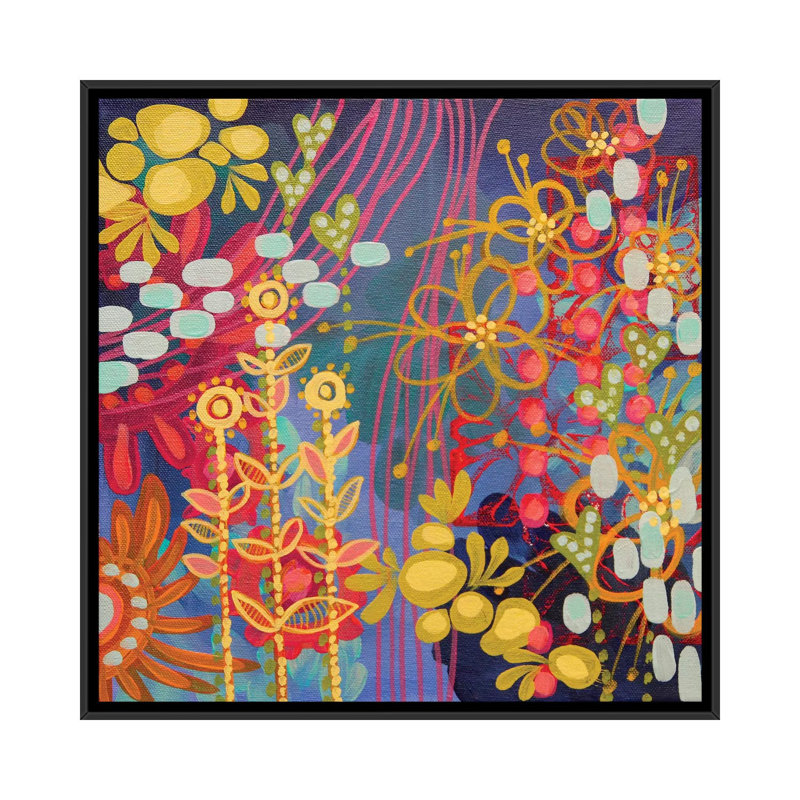 « blues », impression sur toile tendue, H 18 po x l 18 po x P 1,5 po, Toile avec cadre noir, Pas de tapis