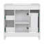 Meuble-lavabo blanc de 91 cm (36 po) avec lavabo en céramique, structure en bois massif, portes à fermeture amortie, étagères réglables et 3 tiroirs, dont un tiroir de rangement double profondeur pour sèche-cheveux.-1113337677