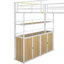 Lit mezzanine double en métal avec escalier de rangement et garde-robe, tablettes et casiers, blanc