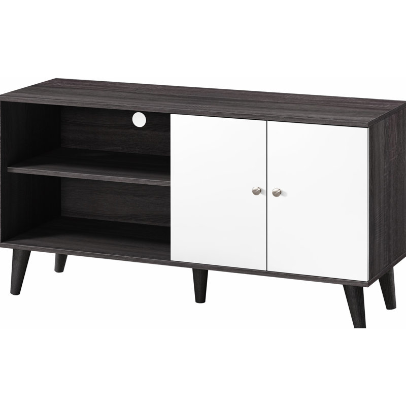 Mid-Century Modern Entertainment Centre, Dark Gray + White, For 50-59" Tvs With Storage Tv Stand In Fits Tvs,