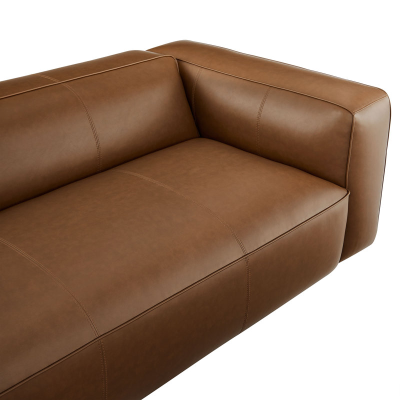 Auren Upholstered Vegan Leather Sofa In Coffee, Coffee