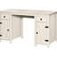 Bureau d'ordinateur blanc neige avec rangement, 2 tiroirs et armoires, tablette réglable, pour tiroirs de bureau personnel, style