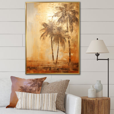 " Vintage Tropical Getaway Sunset Bronze Beach "