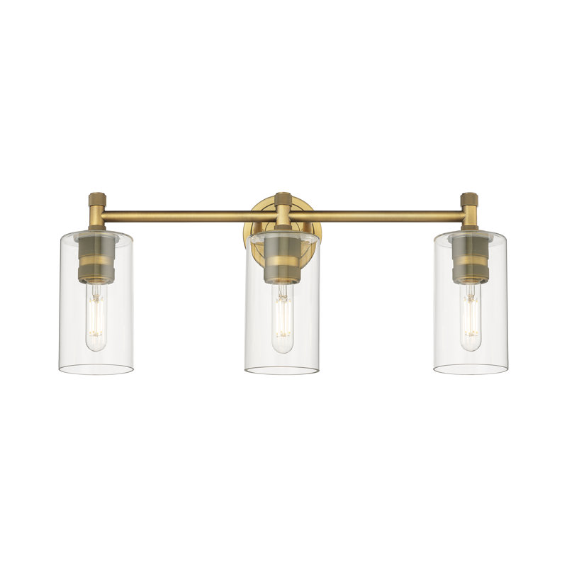 Crown Point 3 Light Wall-mounted Bath Vanity Light, Brushed Brass, Clear